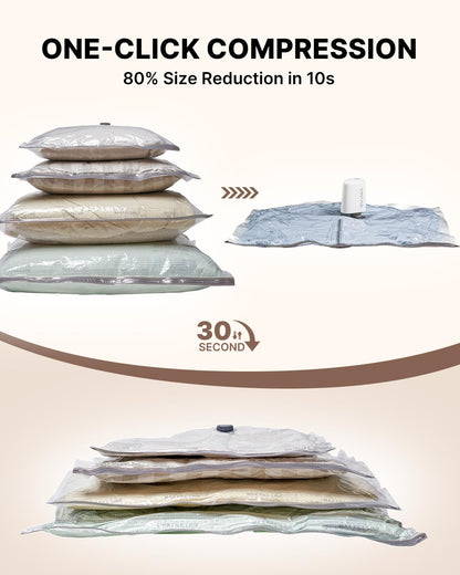 Travel Vacuum Seal Bags for Clothing with Rechargeable Cordless Pump, VINTAR 16 Pack (4J+4L+4M+4S) Carry-on Size Space Saver Vacuum Storage Bags, Compression Packing Bags for Luggage and Suitcase