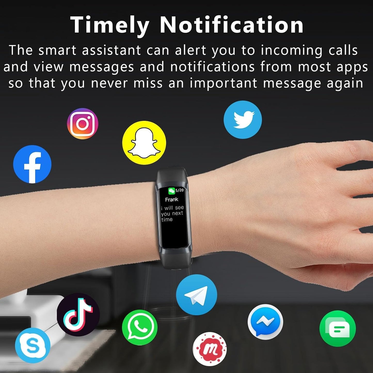 Fitness Tracker with Heart Rate/Blood Oxygen/Sleep Monitor, 20+ Sports Modes Smart Watches for Women/Men, Activity & Step Tracker Smart Watch for Android/iOS Phones (Black)