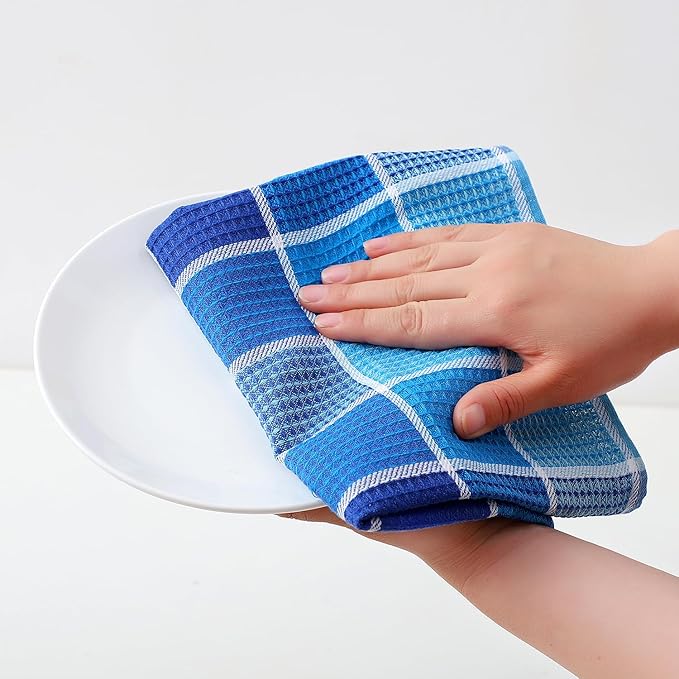 Bright Large Kitchen Towels, 16 Inch x 26 Inch Buffalo Check Dish Towels