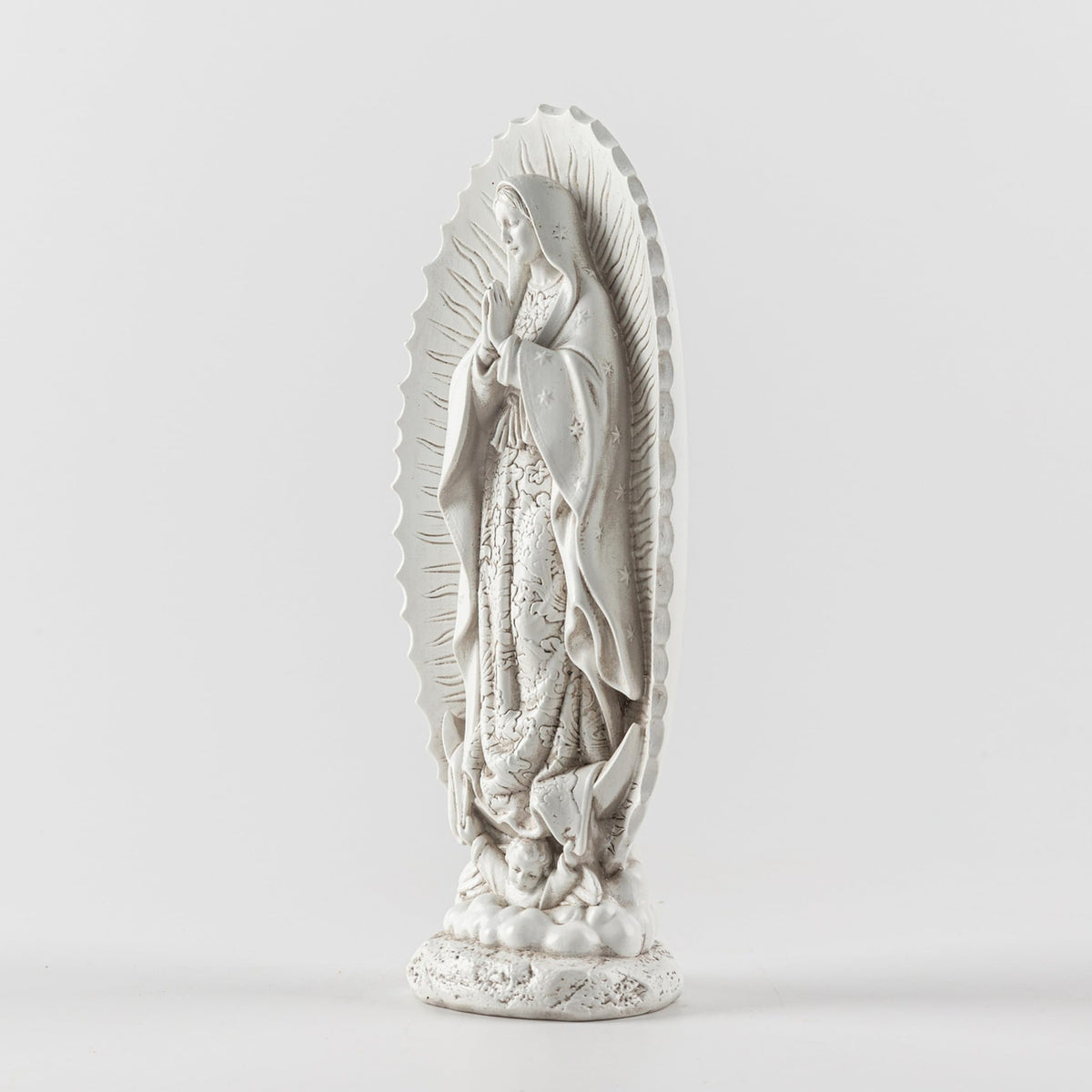DevotedWalls 7 inch Handcrafted Our Lady of Guadalupe Statue,Catholic Resin Religious Figurine,Virgin Mary Statue of Mexico,Mother of Jesus Figurine for Home Decor Gifts（Small White Virgin Mary）