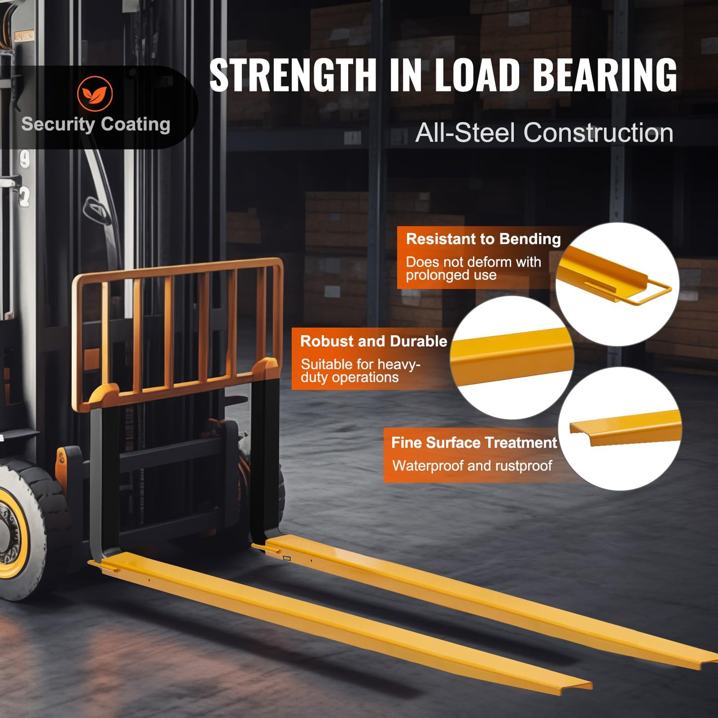BestEquip Forklift Extensions, 96 inch Fork Extensions 5.5 inch Width, Heavy Duty Steel Pallet Fork Extensions, 1 Pair Forklift Extensions for Forklift Lift Truck Forklift Loaders