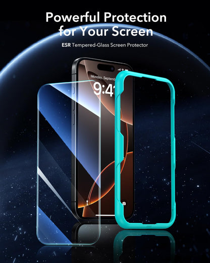 ESR 3 Pack for iPhone 15 Pro Max Screen Protector, [9H Hardness] [Military Grade Shatterproof] Full Coverage Tempered Glass Film with Easy Installation Tool, HD Clear, Scratch Resistant
