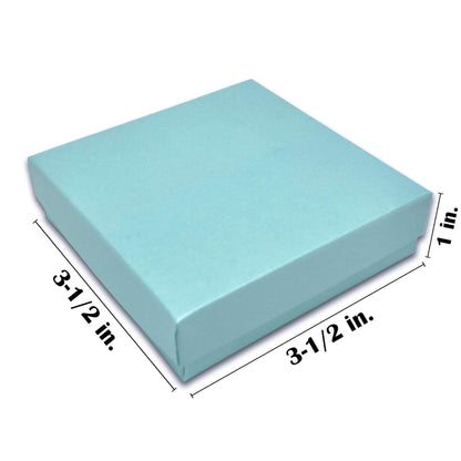 TheDisplayGuys - 25-Pack #33 Cotton Filled Cardboard Paper Jewelry Boxes Gift Case - Pearl Teal (3.5" x 3.5" x 1.0") - for Shipping or Storage