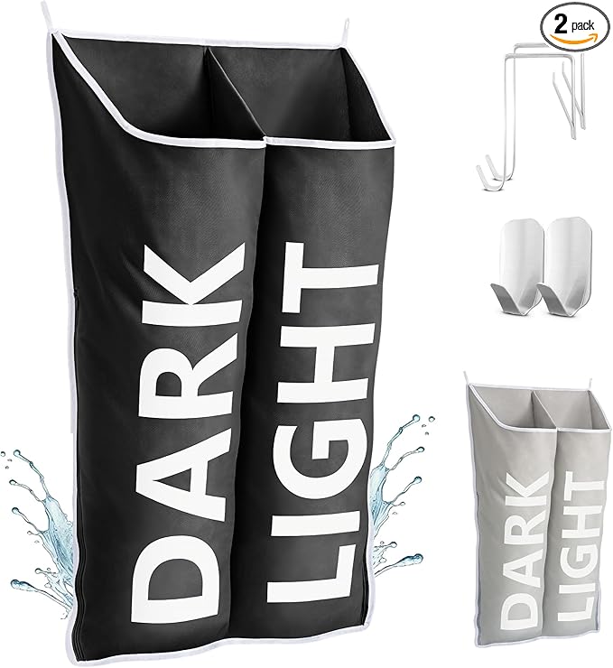 Hanging Laundry Hamper Bag XL 40x22", Space Saving over the Door Storage Bags
