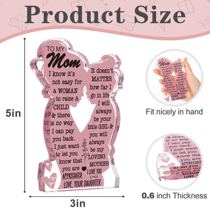 Mom Gifts from Daughter Christmas Gift for Mom, Mom Birthday Ideas Gift Cool Mother's Day Gifts from Daughter Best Mom Ever Gifts New Mom Single Mom Christmas 2024 Acrylic Plaque Sign 5x3in