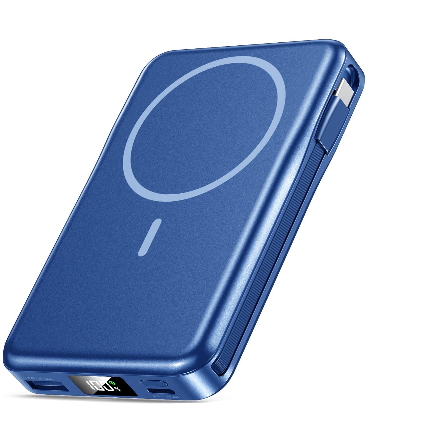 Magnetic Portable Charger, 10000mAh Power Bank, 5 in 1 Portable Charger with Built in Cable, 20W Fast Charging for Magsafe Battery Pack Compatible with iPhone 17/16/15/14/13/12 Pro/Pro Max Series