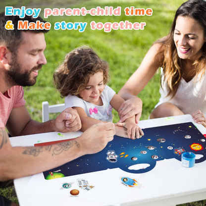 GUYUCOM 4 Pack Reusable Sticker Books, Toys for Age 3 4+ Year Old Kids Boys Girls Toddlers, 3D Clear Animal Space Vehicles Dinosaur Sticker Book Educational Learning Toy Birthday Gifts