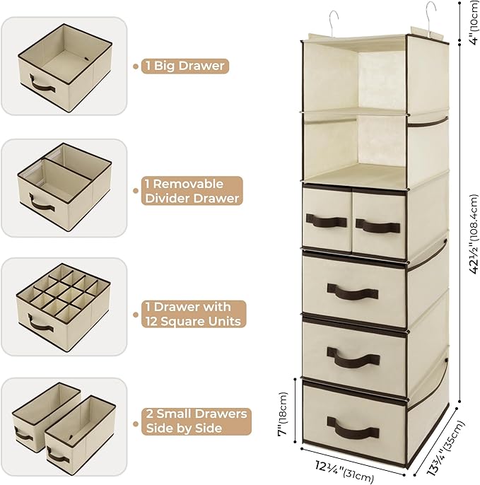 GRANNY SAYS Hanging Closet Organizers and Storage 6 Shelves, Closet Hanging