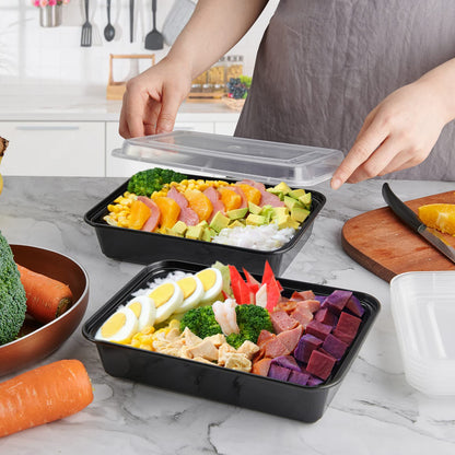 MUCHII 34 oz Meal Prep Containers With Lids, 30 Count To Go, Plastic Disposable Food Containers Microwave and Freezer Safe