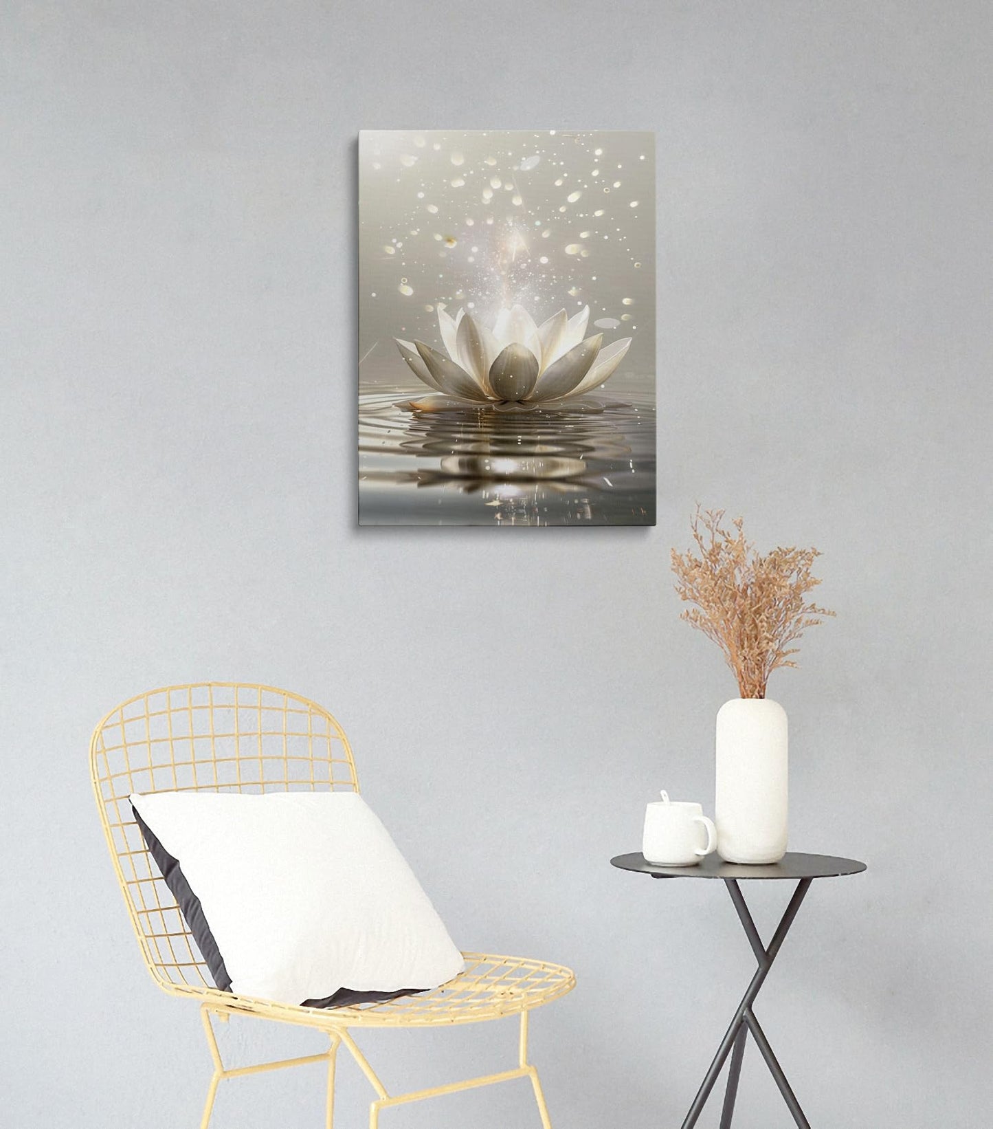 Framed Canvas Wall Art Zen Lotus Flower Spiritual Floral Painting Prints Posters Wall Decor Artwork for Spa Bathroom Bedroom Living Room Office Meditation Room Yoga Studio 12x16 Inches