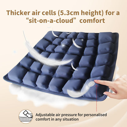 ANMSVI Inflatable Seat Cushion with Built-in Pump for Airplane Travel, Car & Office Chair - Portable Air Pad for Sciatica, Coccyx & Tailbone Pain Relief - 3D Air Cell Support for Long Sitting, 0.8lbs