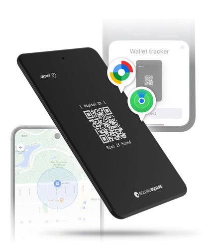 Rolling Square AirCard Dual - Bluetooth Wallet Tracker - Compatibile with Both Apple iOS Find My and Google Android Find Hub – Wireless Charging, Anti-Loss Card – Smart Locator, Black