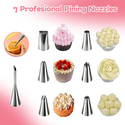 Reusable Piping Bags and Tip Set,16inch Pastry Bags,for Cake Decorating Kit and Home Baking,Frosting Piping Kit,15PCS,Cake Piping Kit, Easy to Clean