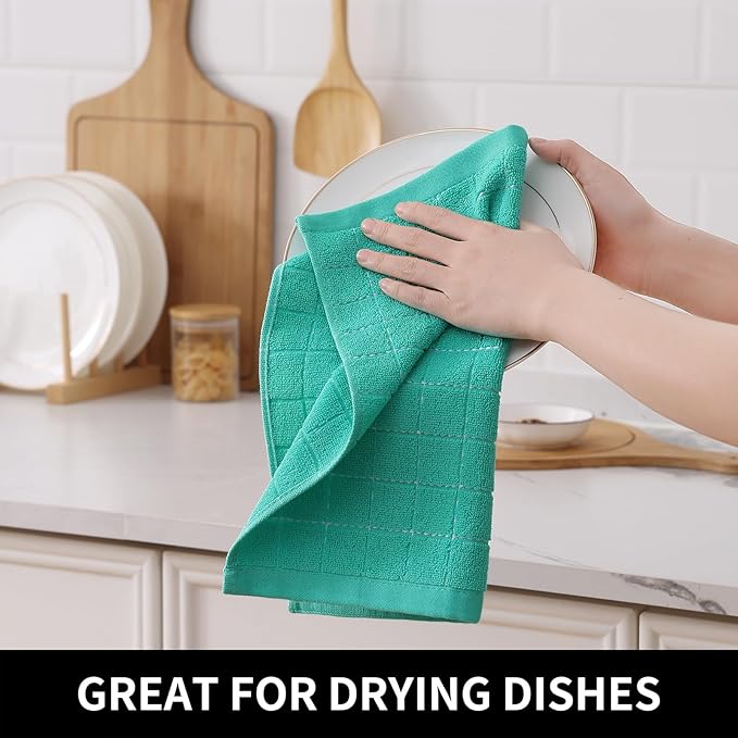 Homaxy 100% Cotton Terry Kitchen Dish Cloths, Ultra Soft and Absorbent Dish
