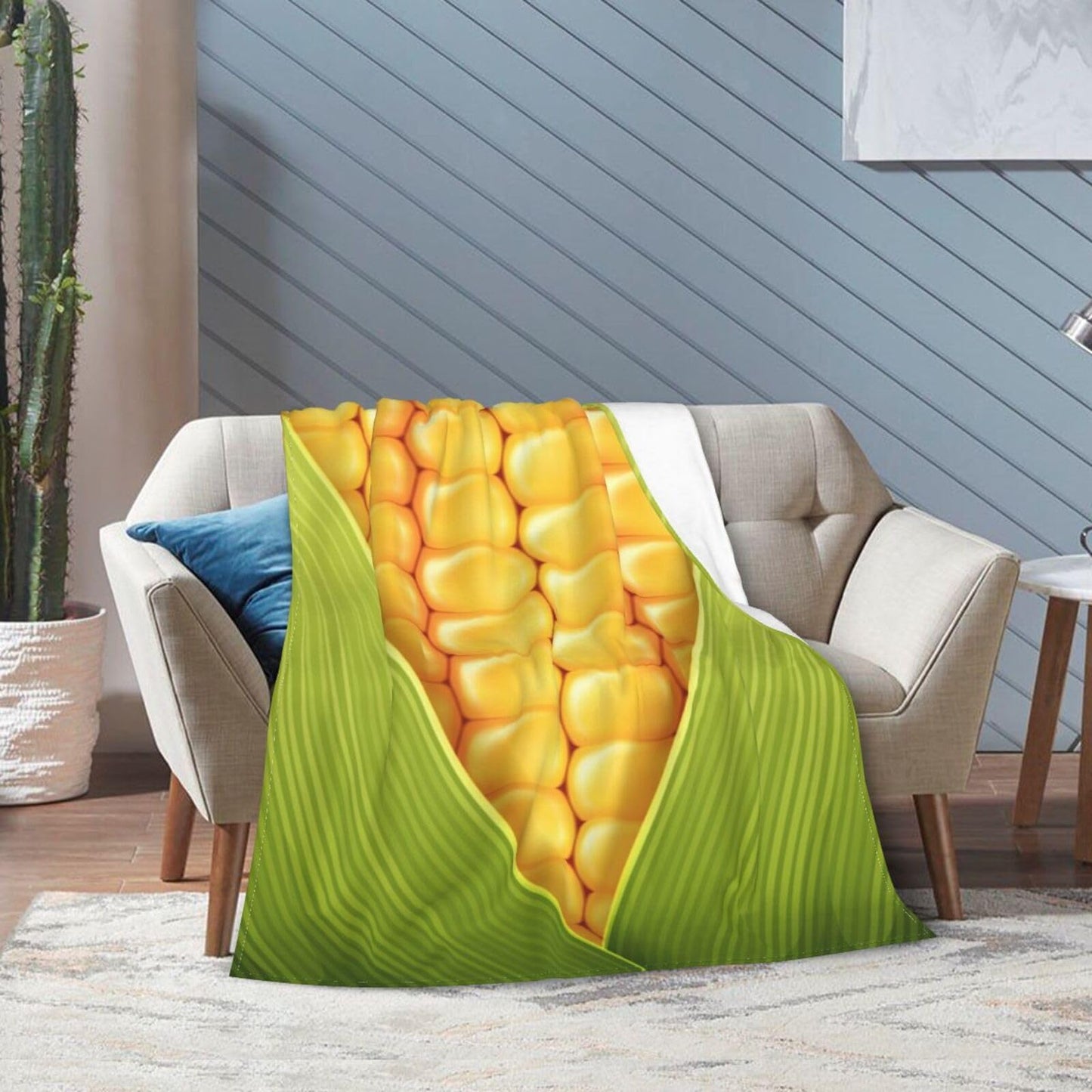 Fun Sweet Yellow Green Corn Throw Blanket Super Soft Warm Bed Blankets for Couch Bedroom Sofa Office Car, All Season Cozy Flannel Plush Blanket Gifts for Girls Boys Teens Adults 60"x50"