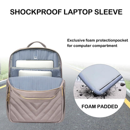 VANKEAN 15.6 Inch Laptop Backpack for Women Work Laptop Bag Fashion with USB Port, Waterproof Purse Backpacks Teacher Nurse Stylish Travel Bags Casual Daypacks for College, Business, Pink