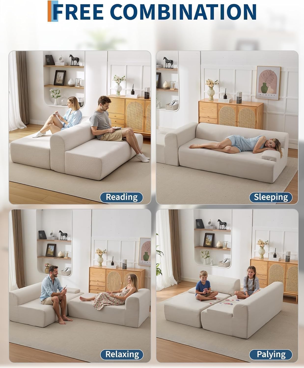 PeakPursuit Oversized 108" Corduroy Cloud Sectional, Left-Facing Chaise Boneless Modular Sofa, Soft Deep Lounger for Living Room, No Assembly Needed