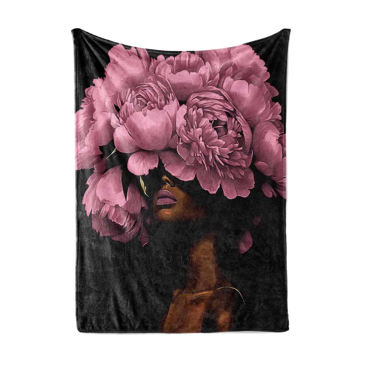 HUNXIAOJ African American Throw Blanket Black Girls Print Blanket African American Gifts for Women Warm Soft Flannel for Girls Boys Women Teens Adults Bed Sofa Couch (50 in x 60 in)