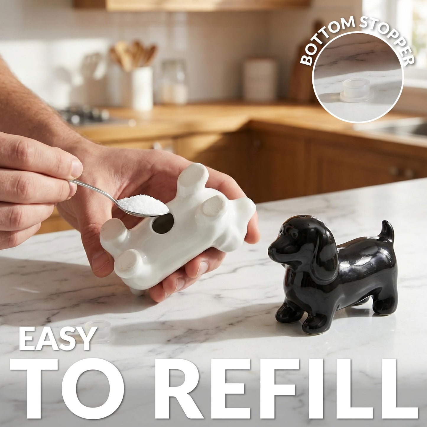 Fisura - Dogs Salt and Pepper Shakers Set – Ceramic Salt & Pepper Shakers for Kitchen or Dining Table, Cute Decorative Dog Design, 3.9 x 2.8 in