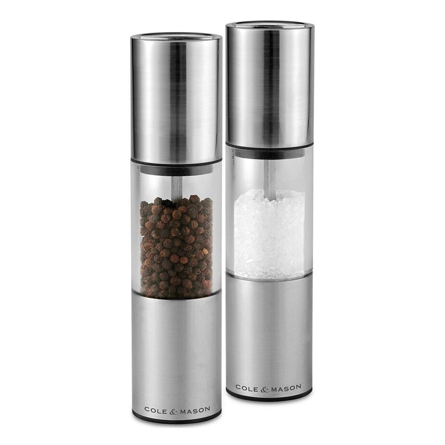 Cole & Mason Oslo Precision Salt & Pepper Grinder Set - Refillable Spice Mills - Salt Mill with Diamond Cut Ceramic Mechanism - Pepper Grinder with Carbon Steel Mechanism