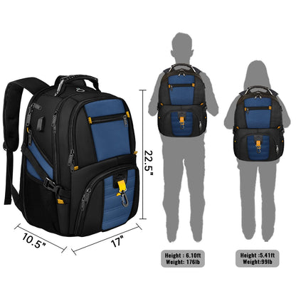 MATEIN Travel Laptop Backpack Large, 17.3 Inch Backpack 50L School Bag Water Resistant, Work Computer Rucksack for Men Anti Theft TSA with USB Charging Port, Laptop Bags for School Business-Roy Blue