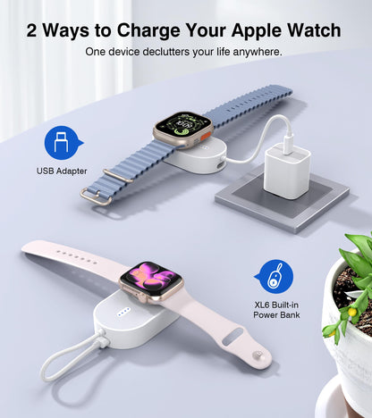 2026 Updated Wireless iWatch Charger,1200mAH Magnetic Power Bank for Apple Watch,Portable Fast iWatch Charging with Cable,Travel Watch Charger for Apple Watch Series 11/10/9/8/UItra/7/6/5/4/3/2/SE