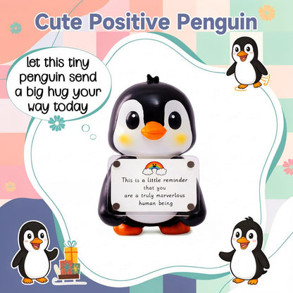 hollishowe Positive Penguin Figurine - 3.9" Tall Hand-Painted Resin Indoor Office Desk Decoration with Cute Motivational Sign, Funny Gift for Women Friends Bestie BFF Bestfriend Coworkers
