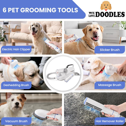We Love Doodles 11-in-1 Dog Grooming Vacuum - Professional-Grade Dog Clippers, Lightweight Pet Vacuum Grooming Kit for Dogs at Home, for Long Hair & Non Shedding Dogs, Goldendoodles & Poodles