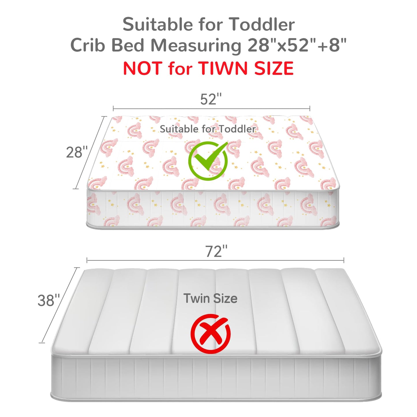 Mooreeke 4 Pieces Toddler Bedding Set - Pink Rainbow Cloud Toddler Comforter Sets for Girls, Includes Comforter, Flat Sheet, Fitted Sheet and Pillowcase, Bed in A Bag for Baby Bedroom