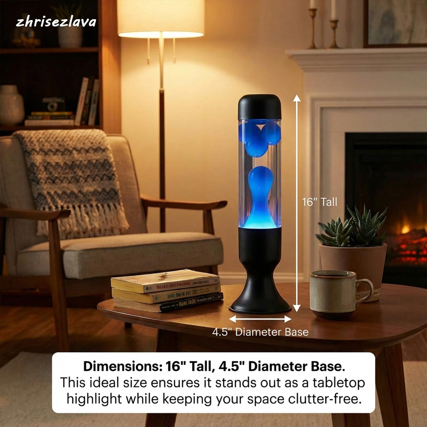 zhrisezlava Liquid Motion Lamps 16 Inch, Blue Motion Lamp Relaxing Night Light for Meditation, Aesthetic Room Decor Aesthetic Lamp, Cool Birthday Gifts for Boys Girls Adults, Black Base Liquid Lamp