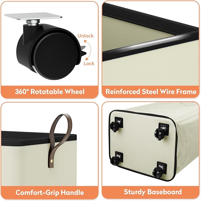 Laundry Basket with Wheels, Collapsible Laundry Baskets, Laundry Hamper with