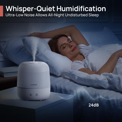2L Cool Mist Humidifier for Bedroom with 360° Adjustable Nozzle, High and Low Mist Levels, Ultra-Low Noise, Light-Off, No BPA, Auto Shut Off, Ideal Baby Humidifier with Easy Top Filling