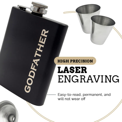 Godfather Gifts from Godchild, Godfathers Gift, Will You be my Godparents Proposal, God Parents Presents Proposal, God Father's Present, Baptism, Hip Flask Engraved (Godfather)