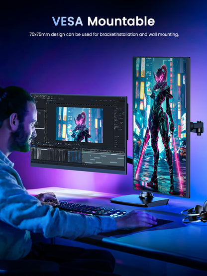 UPERFECT Portable Monitor 18.5 inch 120HZ 125% sRGB 1080P w/VESA & Stand, Large Portable Monitor FreeSync IPS HDR Gaming Display, HDMI USB C Travel Second Screen for Laptop MacBook