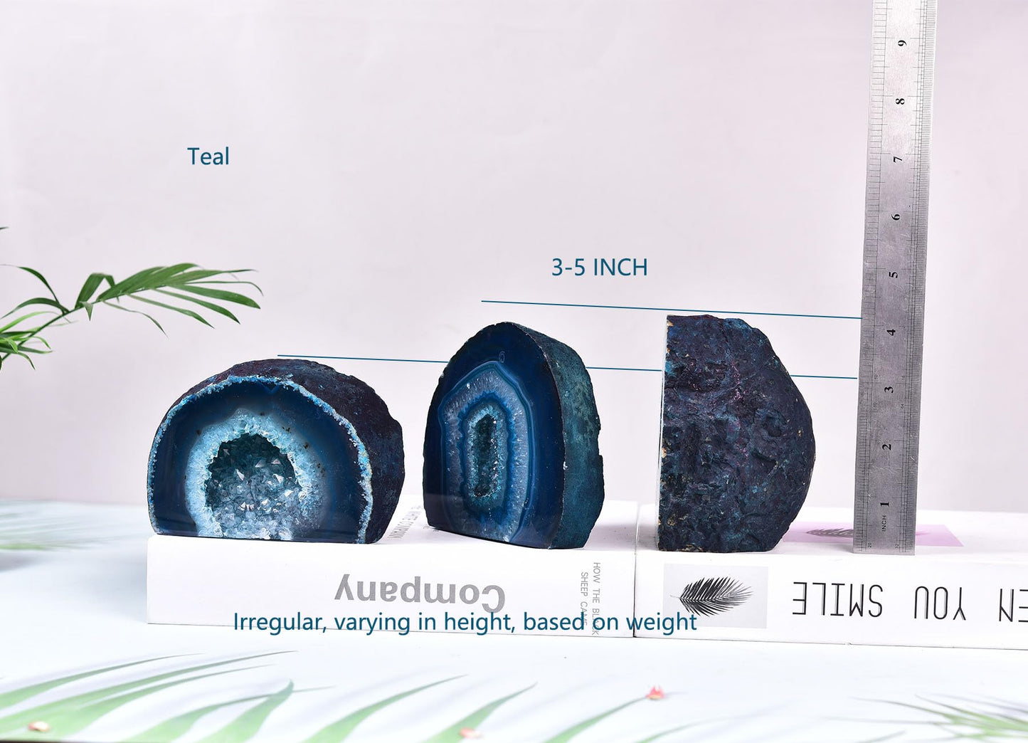 AMOYSTONE Teal Agate Geode Decor, Natural Agate Crystal Rock for Healing, Small Irregular Stone for Bedroom, Office, Desk (1-1.5 Lbs)