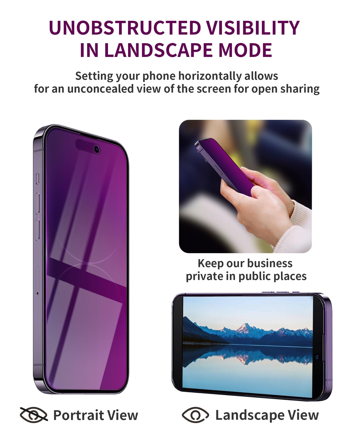 2 Pack Privacy Screen Protector for iPhone 16 Pro Max Tempered Glass 6.9inch Private Saver Anti-Spy Eye Protection Anti-Scratch Full Coverage