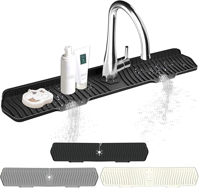 Kitchen Sink Splash Guard Gen2-30" x 6'' Silicone Sink Mat Splash Guard fit