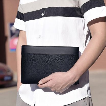 Eshow Mens Wristlet Bag Clutch Purse Handbags Synthetic Leather Bags with Wrist Strap Zip Closure 7.9 Inch for Business Travel Work