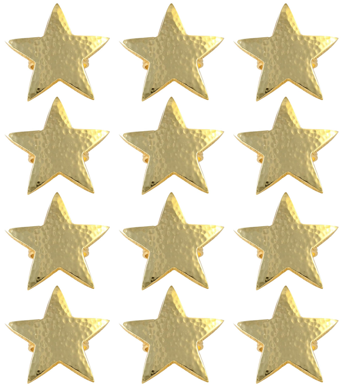 ALPHA Living HOME Napkin Rings Set of 12, Star Napkin Holders, Rustic Napkin Rings, Premium Metal Napkin Ring Bulk for Party Decoration, Dinning Table, Everyday, Family Gatherings (Gold)