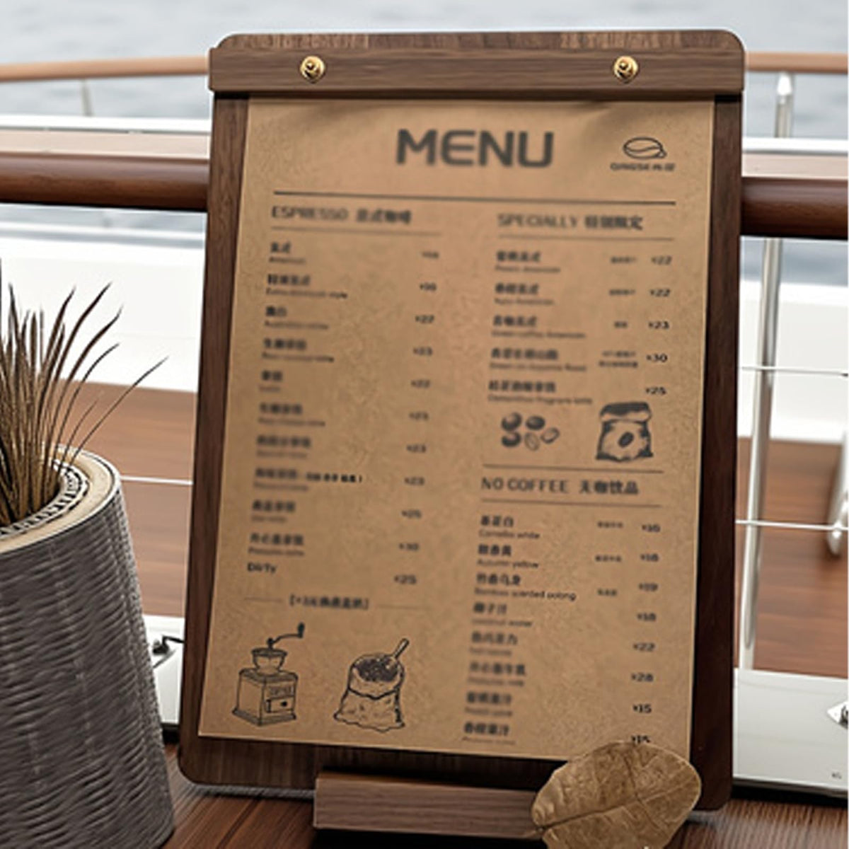 ASxylqt Walnut Wood Desktop Menu Sign Holder with Stand