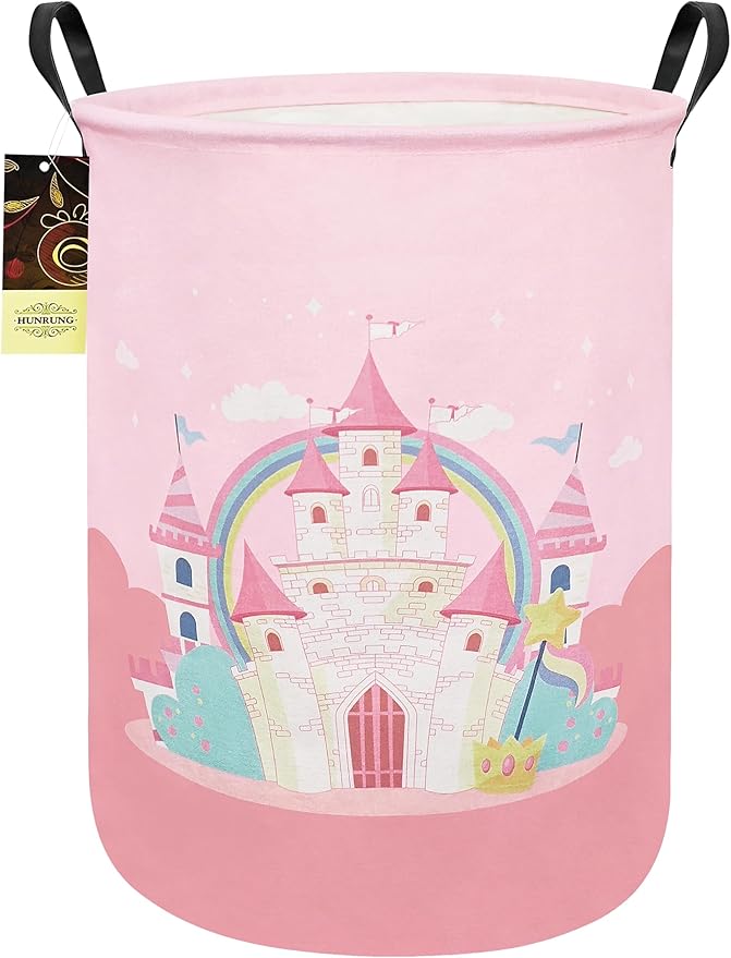 HUNRUNG Laundry Hamper, Large Canvas Fabric Lightweight Storage Basket Toy