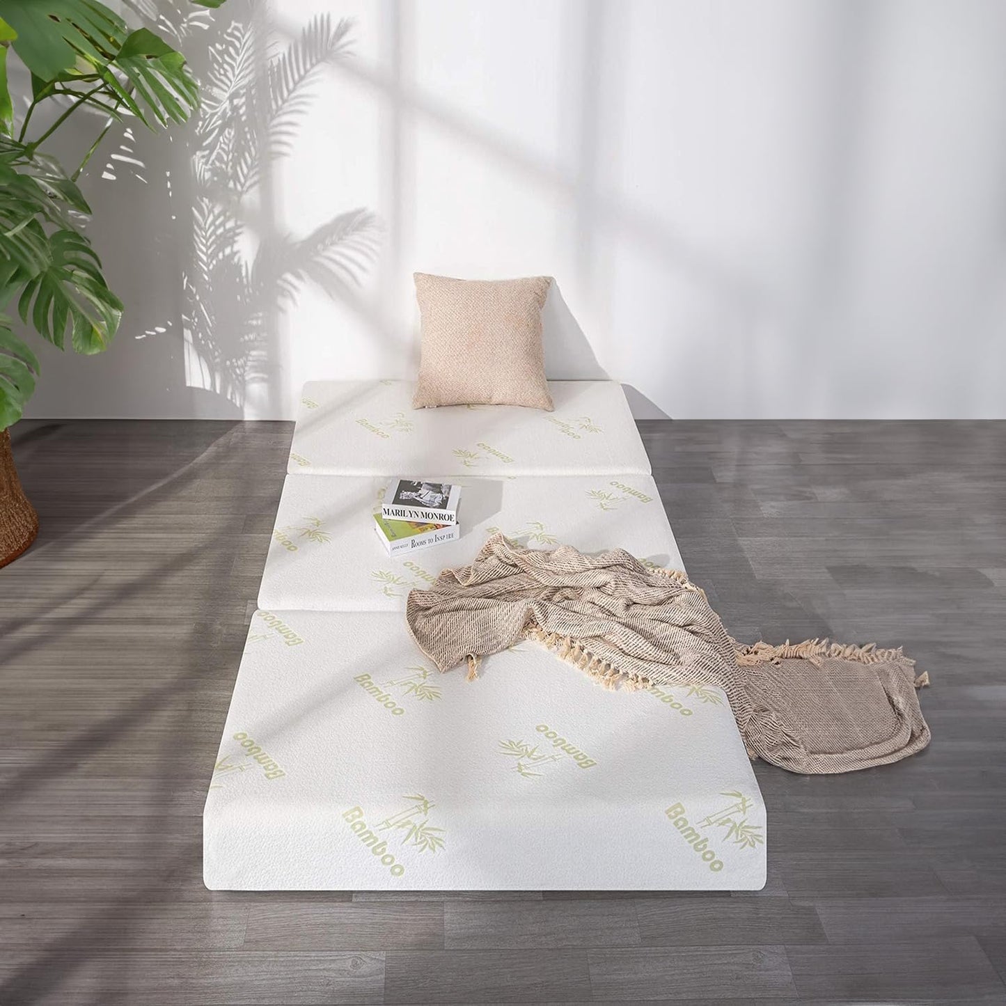Inofia 6 Inch Tri Folding Mattress, Trifold Memory Foam Single Mattress with Ultra Soft Breathable Removable Cover, Foldable & Portable Single Size Bed (75" x 25" x 6")