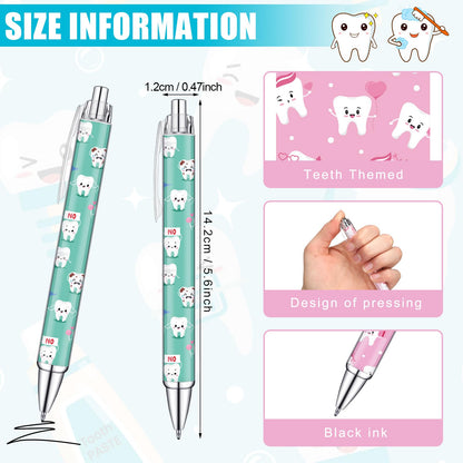 Thenshop 24 Pcs Dental Pens and Notepad Set Teeth theme Gifts Dentist Assistant Accessories Dentists Pens for Office School Home Stationery Fall Thanksgiving Christmas Classroom Craft Gifts
