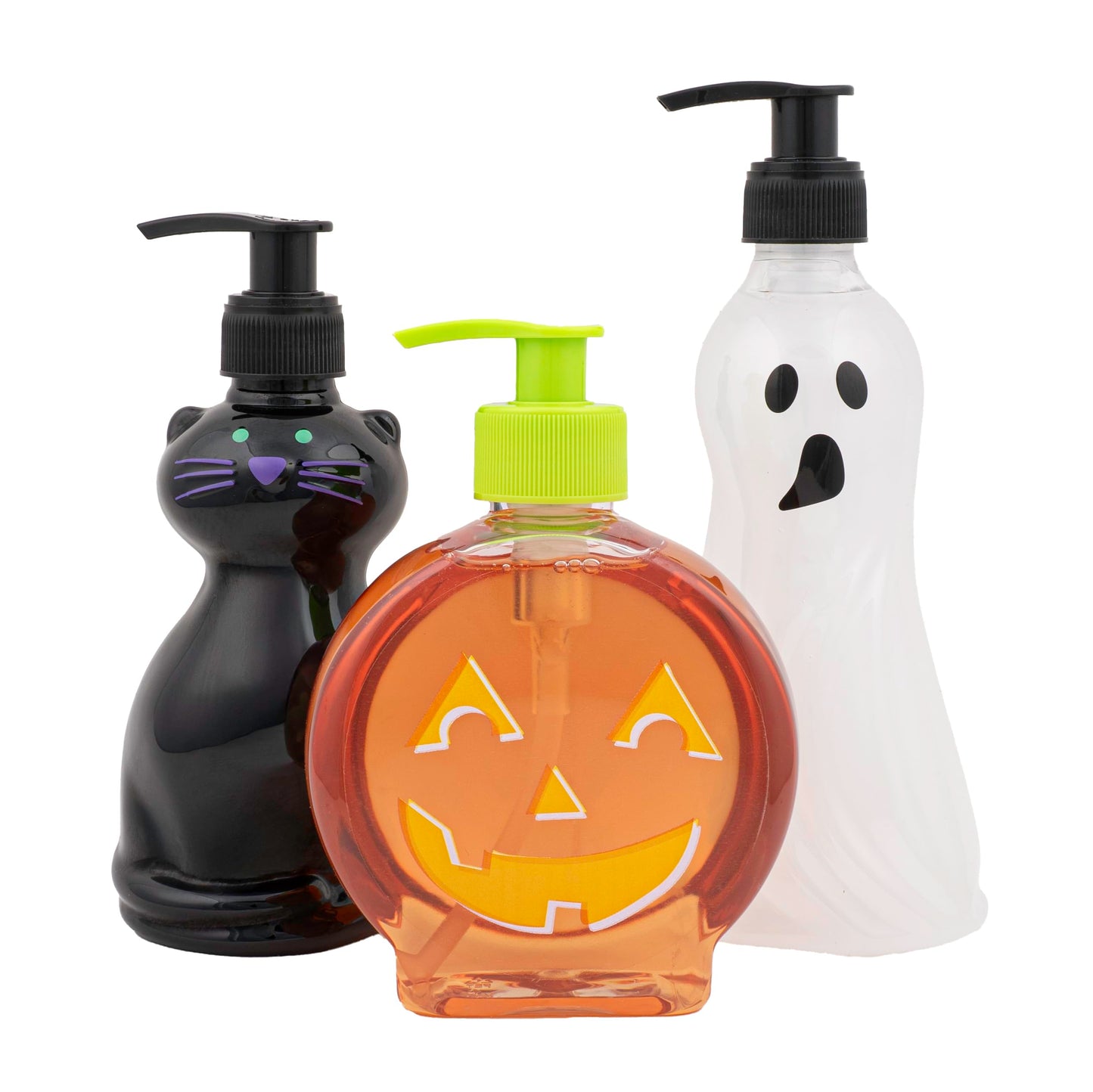 Simple Pleasures Halloween 3 Pack Scented Liquid Hand Soap Dispenser - Autumn & Halloween Novelty Décor – Decorative Refillable Hand Pump for Kitchen Countertop and Bathroom Sink