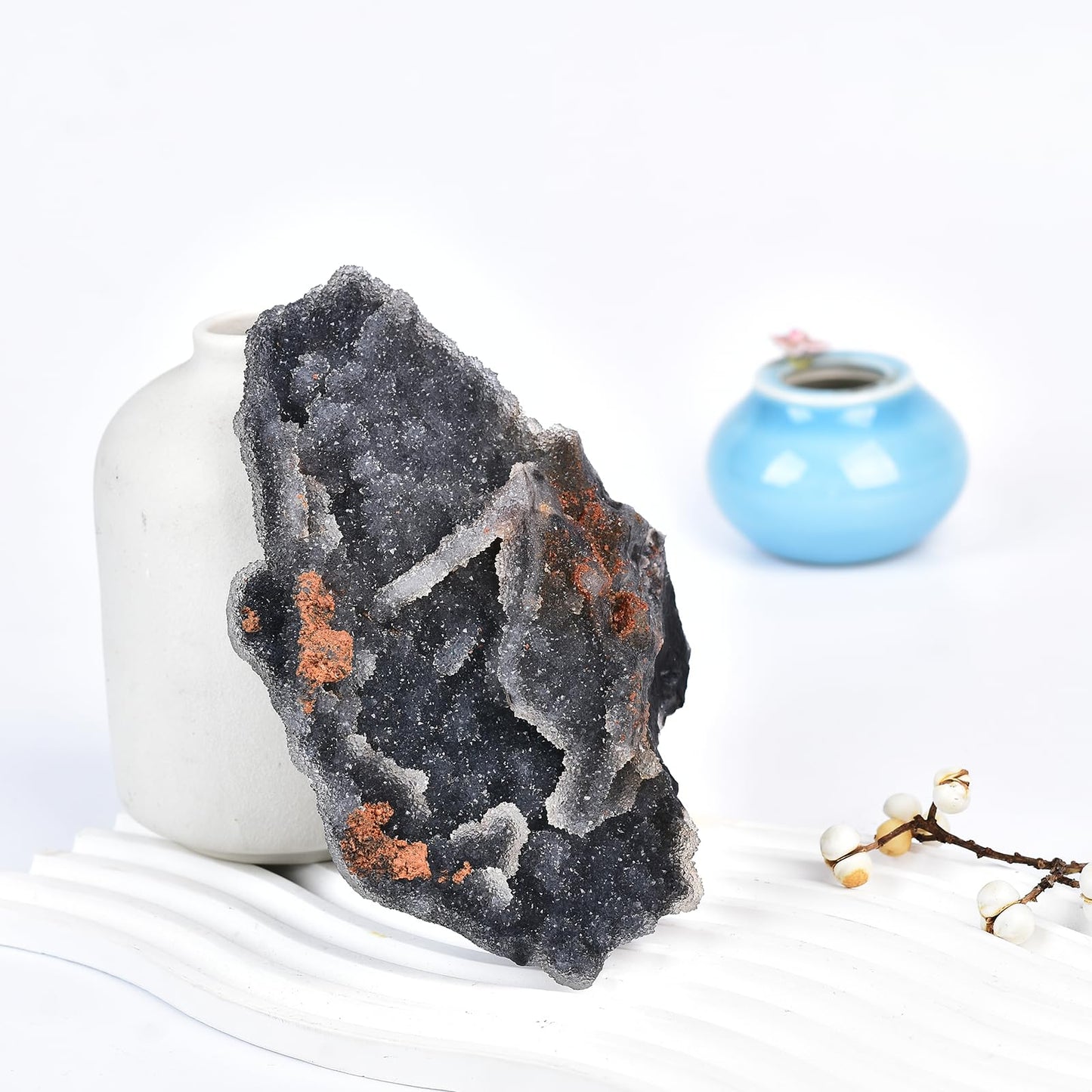 JIC Gem Irregular Shape Large Crystal Cluster Gray Sphalerite Mineral Specimen Healing Crystal Stone Clusters Home Decoration Reiki Meditation 2.4-2.8 lbs