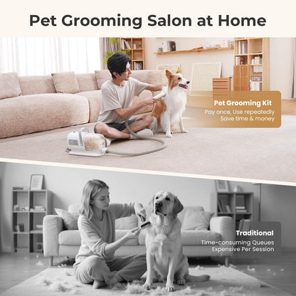 Pecute Dog Grooming Vacuum & Dryer, 7-in-1 Pet Grooming Kit with Clipper, 10000Pa Dog Vacuum for Shedding Grooming, Adjustable Speed & Temp, 55dB Low Noise,1.7L Dust Cup