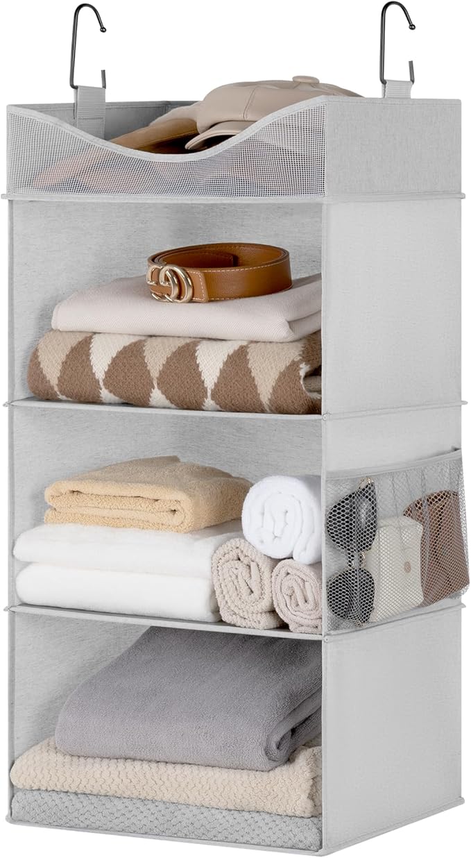 StorageWorks Hanging Closet Organizer, 3-Shelf Hanging Closet Shelves