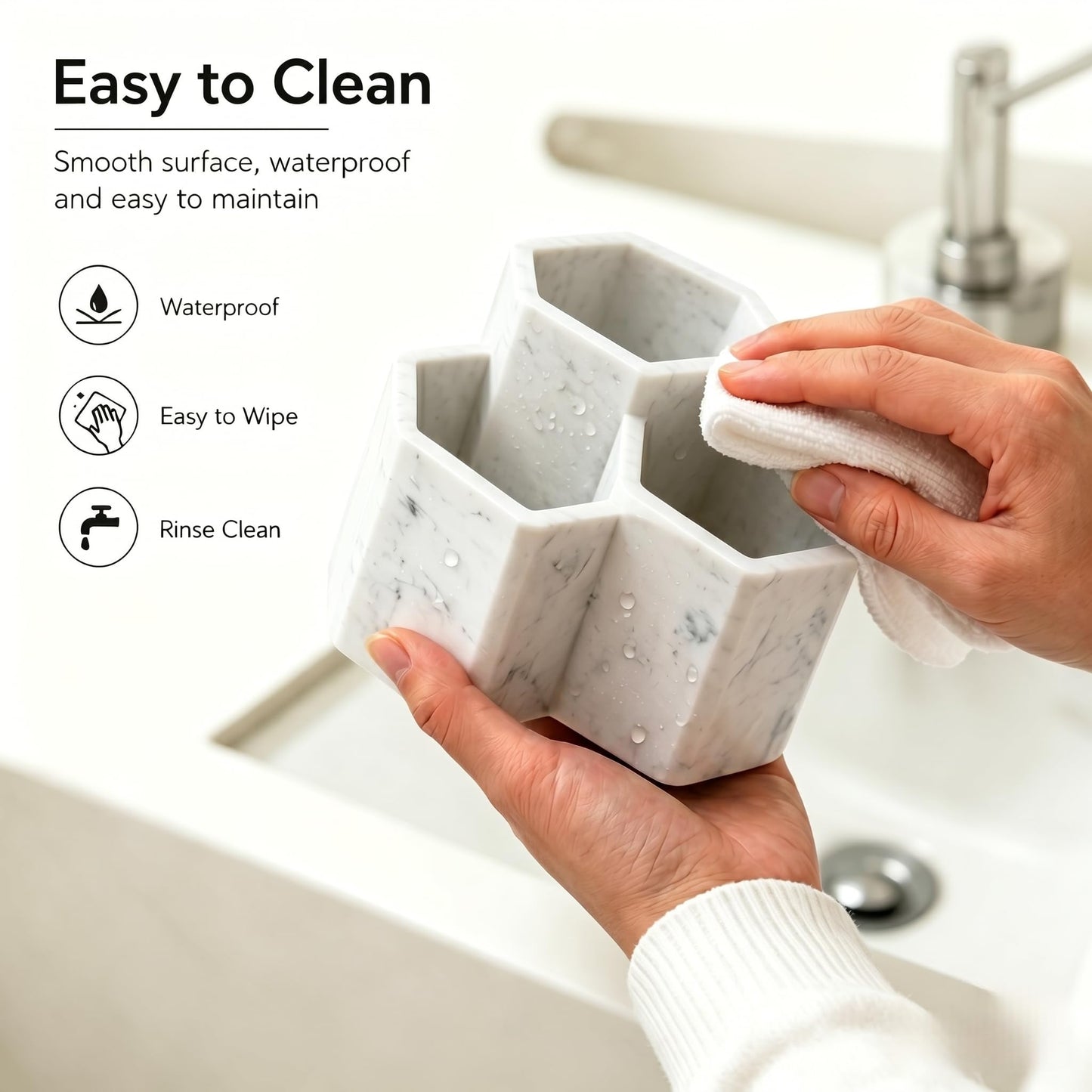 Resin Toothbrush Holders for Bathrooms, Electric Toothbrush and Toothpaste Holder,3 Slots Tooth Brush Organizer for Bathroom Countertop, Shower, Vanity