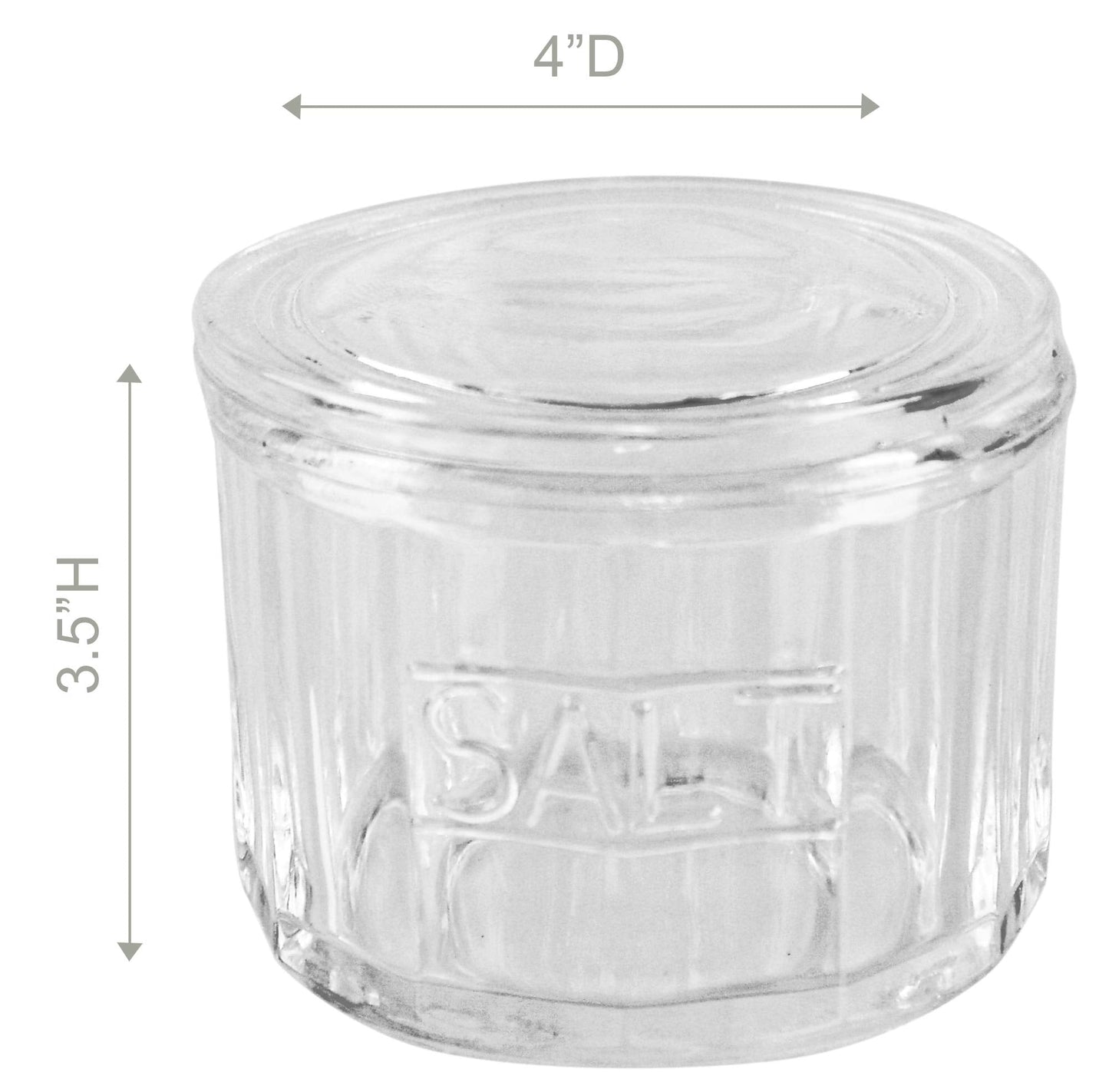 HOME-X Depression Style Clear Glass Salt Cellar with Lid, Retro Kitchen Decor, Wedding Gift - 3 1/2" H x 4" D