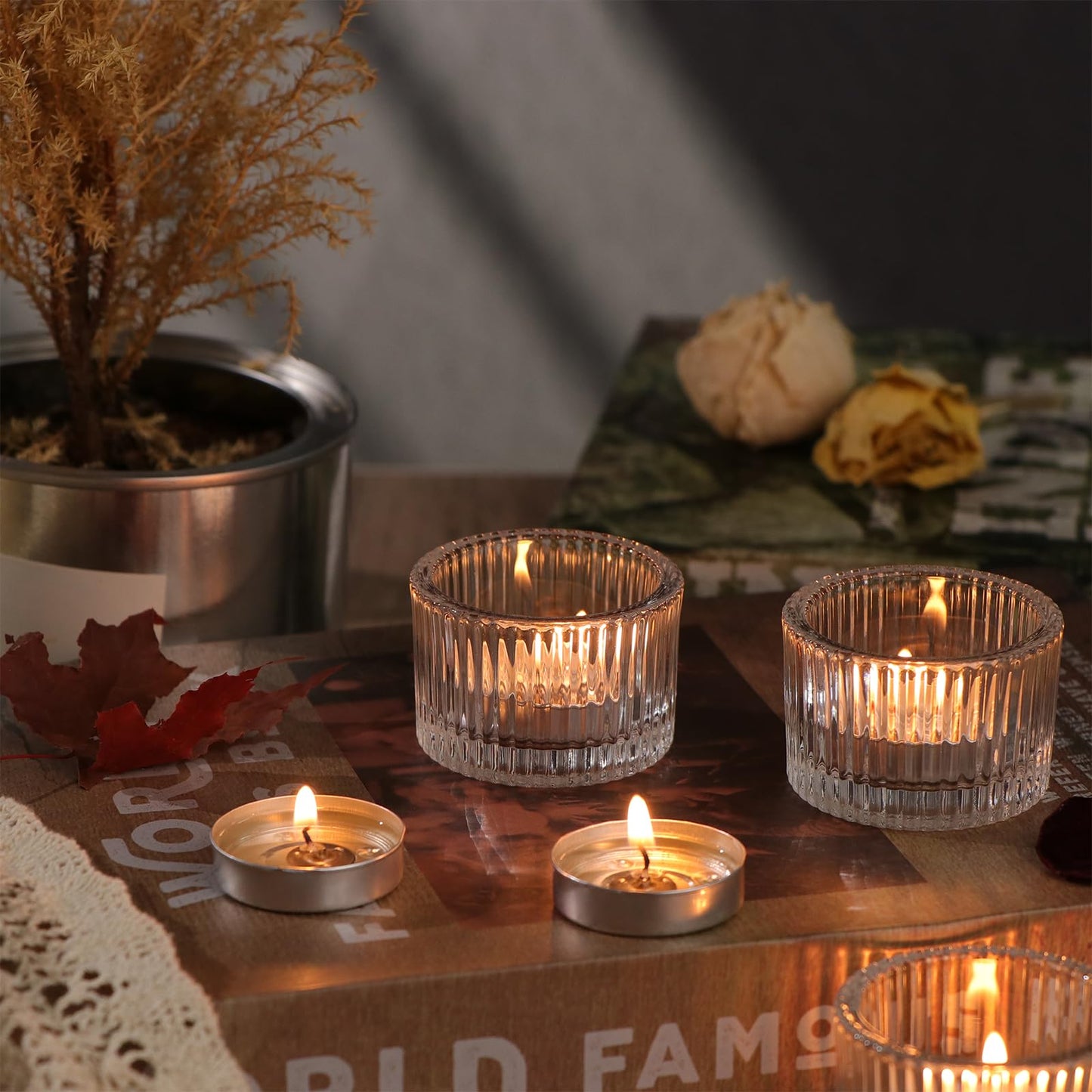 12 Pack Tealight Clear Candle Holders, Votive Tea Light Candle Holder